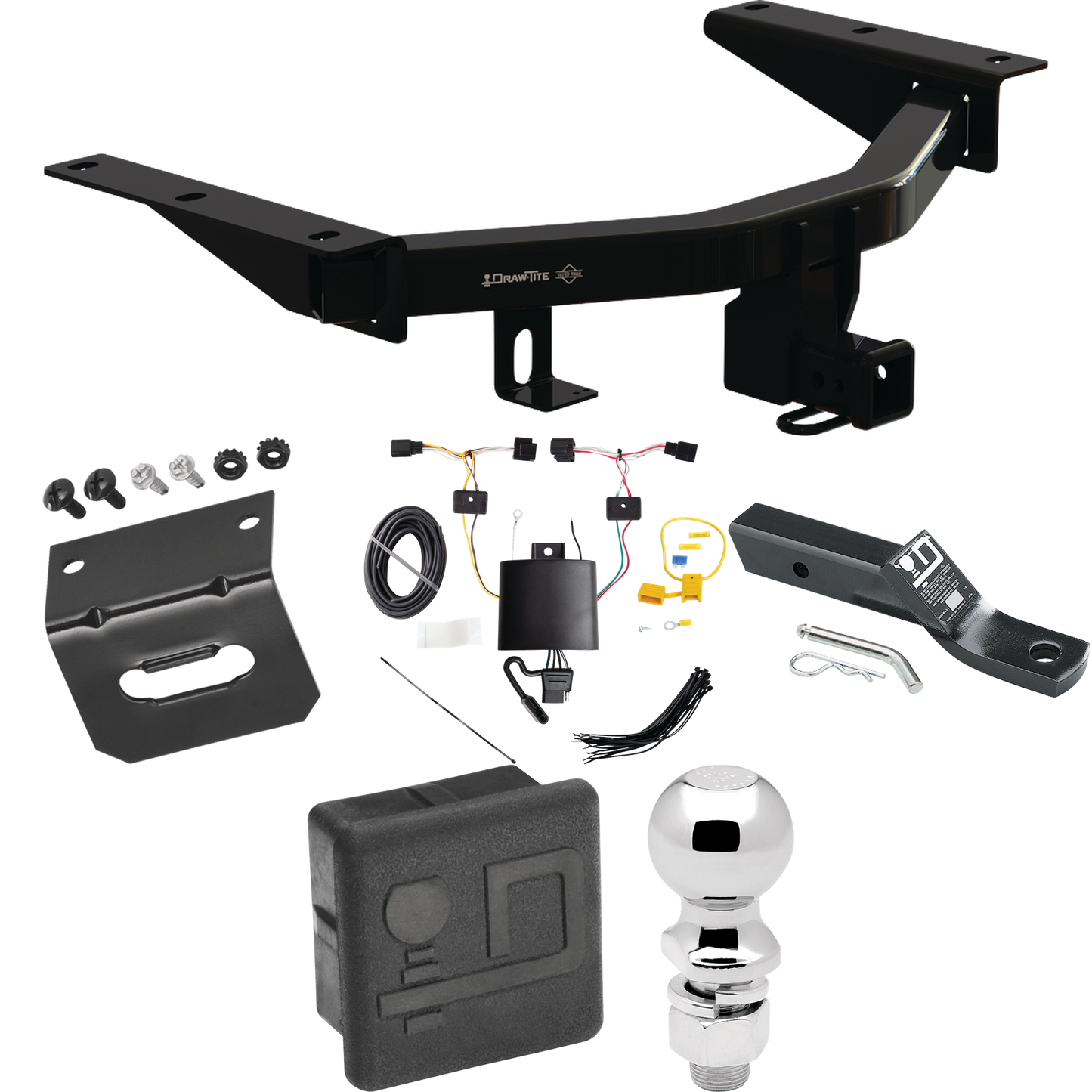 Fits 2022-2023 Acura MDX Trailer Hitch Tow PKG w/ 4-Flat Wiring + Ball Mount w/ 2" Drop + 2-5/16" Ball + Wiring Bracket + Hitch Cover By Draw-Tite