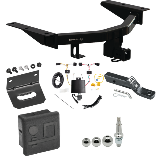 Fits 2022-2023 Acura MDX Trailer Hitch Tow PKG w/ 4-Flat Wiring + Ball Mount w/ 2" Drop + Interchangeable Ball 1-7/8" & 2" & 2-5/16" + Wiring Bracket + Hitch Cover By Draw-Tite