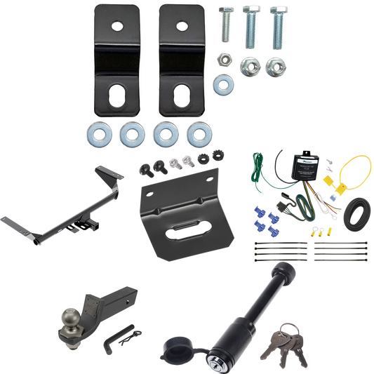 Fits 2017-2020 Chrysler Pacifica Hybrid Trailer Hitch Tow PKG w/ 4-Flat Wiring + Interlock Tactical Starter Kit w/ 2" Drop & 2" Ball + Tactical Dogbone Lock + Wiring Bracket By Reese Towpower