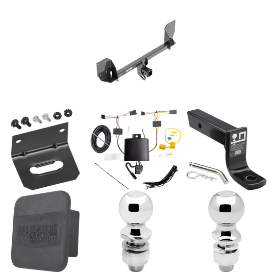 Fits 2018-2023 Volvo XC60 Trailer Hitch Tow PKG w/ 4-Flat Wiring + Ball Mount w/ 4" Drop + 2" Ball + 2-5/16" Ball + Wiring Bracket + Hitch Cover By Reese Towpower