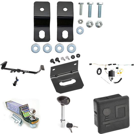 Fits 2021-2023 Chrysler Pacifica Hybrid Trailer Hitch Tow PKG w/ 4-Flat Wiring + Starter Kit Ball Mount w/ 2" Drop & 1-7/8" Ball + Wiring Bracket + Hitch Lock + Hitch Cover By Draw-Tite