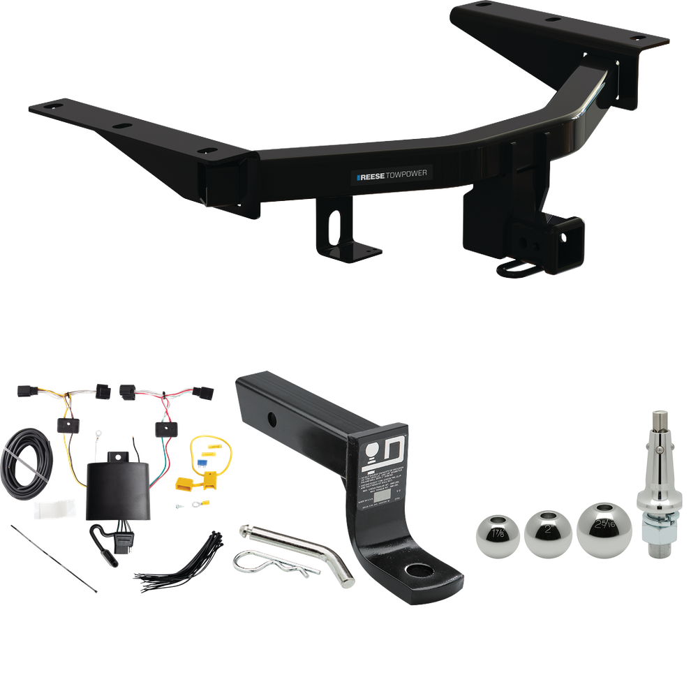 Fits 2022-2023 Acura MDX Trailer Hitch Tow PKG w/ 4-Flat Wiring + Ball Mount w/ 4" Drop + Interchangeable Ball 1-7/8" & 2" & 2-5/16" By Reese Towpower