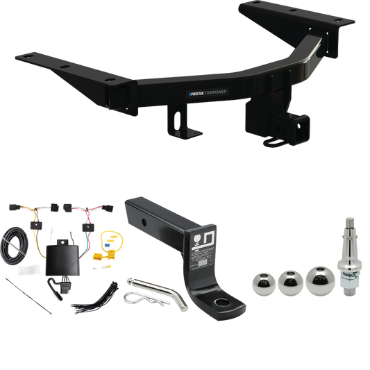 Fits 2022-2023 Acura MDX Trailer Hitch Tow PKG w/ 4-Flat Wiring + Ball Mount w/ 4" Drop + Interchangeable Ball 1-7/8" & 2" & 2-5/16" By Reese Towpower