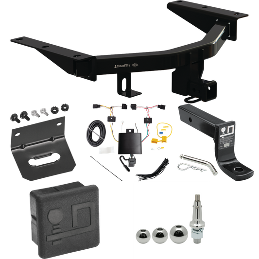 Fits 2022-2023 Acura MDX Trailer Hitch Tow PKG w/ 4-Flat Wiring + Ball Mount w/ 4" Drop + Interchangeable Ball 1-7/8" & 2" & 2-5/16" + Wiring Bracket + Hitch Cover By Draw-Tite