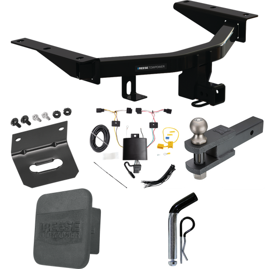 Fits 2022-2023 Acura MDX Trailer Hitch Tow PKG w/ 4-Flat Wiring + Clevis Hitch Ball Mount w/ 2" Ball + Pin/Clip + Wiring Bracket + Hitch Cover By Reese Towpower