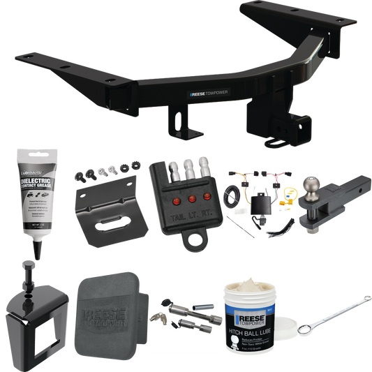 Fits 2022-2023 Acura MDX Trailer Hitch Tow PKG w/ 4-Flat Wiring + Clevis Hitch Ball Mount w/ 2" Ball + Wiring Bracket + Hitch Cover + Dual Hitch & Coupler Locks + Wiring Tester + Ball Lube + Electric Grease + Ball Wrench + Anti Rattle Device By Reese