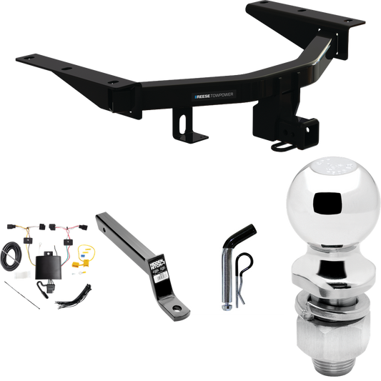 Fits 2022-2023 Acura MDX Trailer Hitch Tow PKG w/ 4-Flat Wiring + Extended 16" Long Ball Mount w/ 4" Drop + Pin/Clip + 2" Ball By Reese Towpower