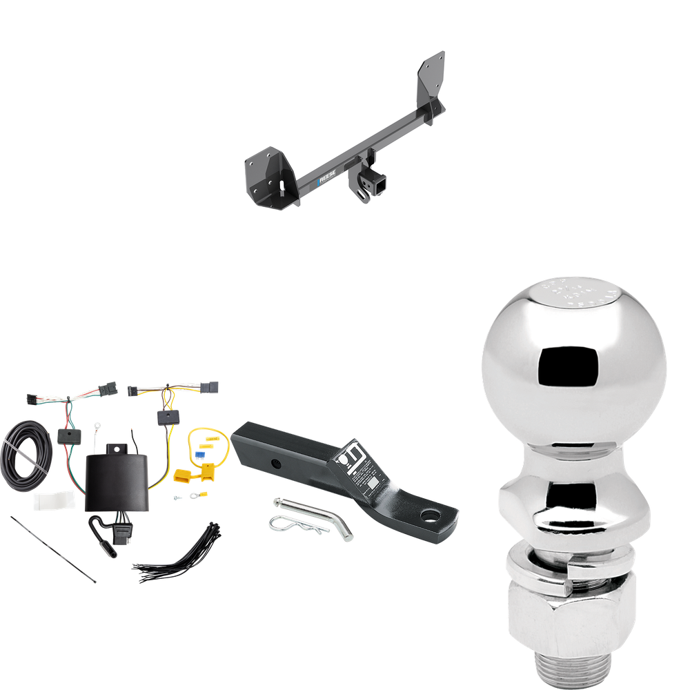 Fits 2018-2023 Volvo XC60 Trailer Hitch Tow PKG w/ 4-Flat Wiring + Ball Mount w/ 2" Drop + 2-5/16" Ball By Reese Towpower