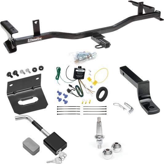 Fits 2009-2013 Mazda 6 Trailer Hitch Tow PKG w/ 4-Flat Wiring Harness + Draw-Bar + Interchangeable 1-7/8" & 2" Balls + Wiring Bracket + Hitch Lock (For Sedan Models) By Draw-Tite