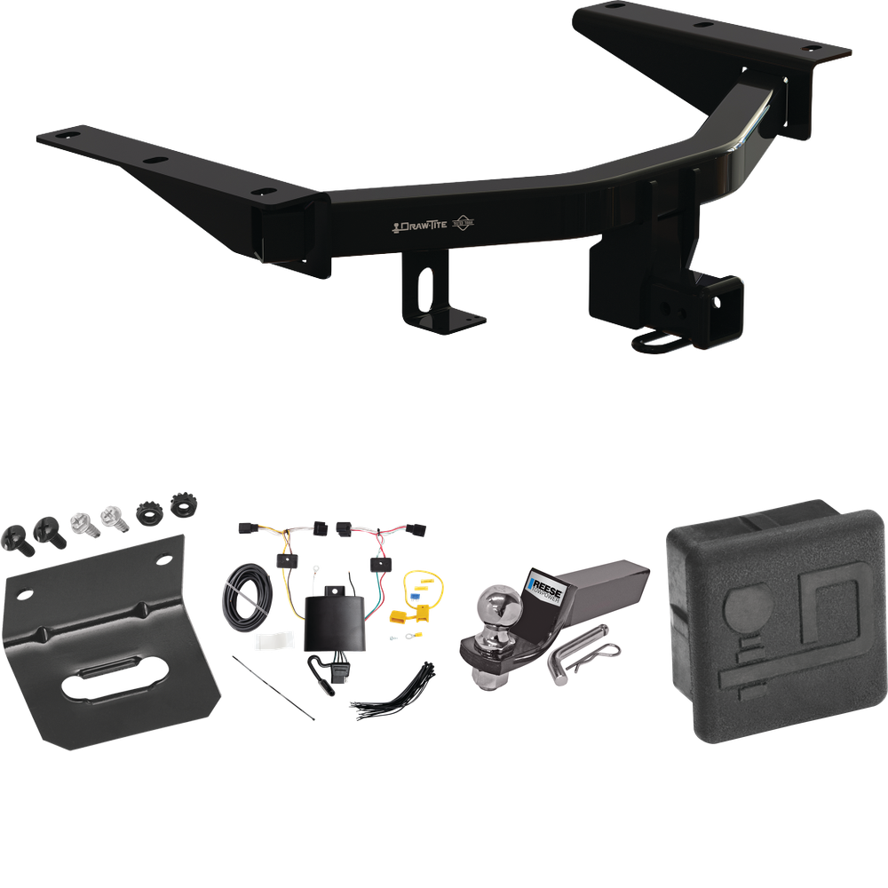 Fits 2022-2023 Acura MDX Trailer Hitch Tow PKG w/ 4-Flat Wiring + Starter Kit Ball Mount w/ 2" Drop & 2" Ball + Wiring Bracket + Hitch Cover By Draw-Tite