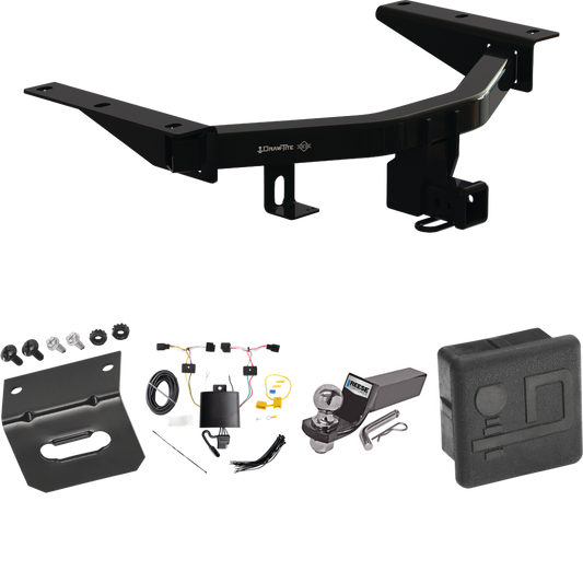 Fits 2022-2023 Acura MDX Trailer Hitch Tow PKG w/ 4-Flat Wiring + Starter Kit Ball Mount w/ 2" Drop & 2" Ball + Wiring Bracket + Hitch Cover By Draw-Tite