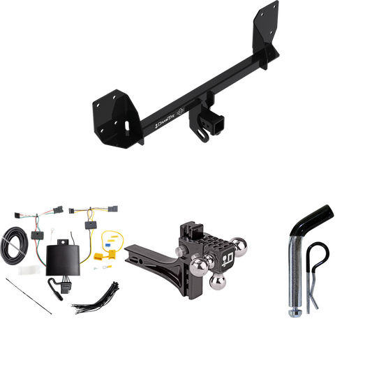 Fits 2018-2023 Volvo XC60 Trailer Hitch Tow PKG w/ 4-Flat Wiring + Adjustable Drop Rise Triple Ball Ball Mount 1-7/8" & 2" & 2-5/16" Trailer Balls + Pin/Clip By Draw-Tite