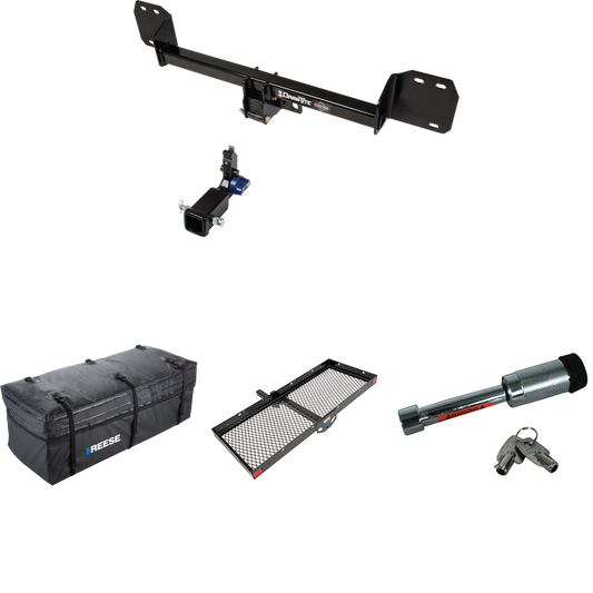 Fits 2018-2023 Volvo XC60 Trailer Hitch Tow PKG w/ 48" x 20" Cargo Carrier + Cargo Bag + Hitch Lock By Draw-Tite