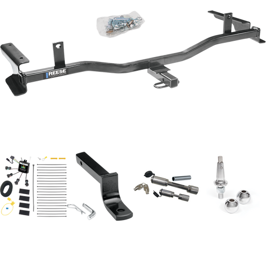 Fits 2009-2013 Mazda 6 Trailer Hitch Tow PKG w/ 4-Flat Zero Contact "No Splice" Wiring Harness + Draw-Bar + Interchangeable 1-7/8" & 2" Balls + Dual Hitch & Coupler Locks (For Sedan Models) By Reese Towpower