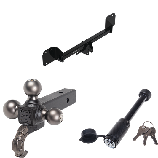 Fits 2019-2023 Volvo XC40 Trailer Hitch Tow PKG + Triple Ball Tactical Ball Mount 1-7/8" & 2" & 2-5/16" Balls w/ Tow Hook + Tactical Dogbone Lock By Draw-Tite