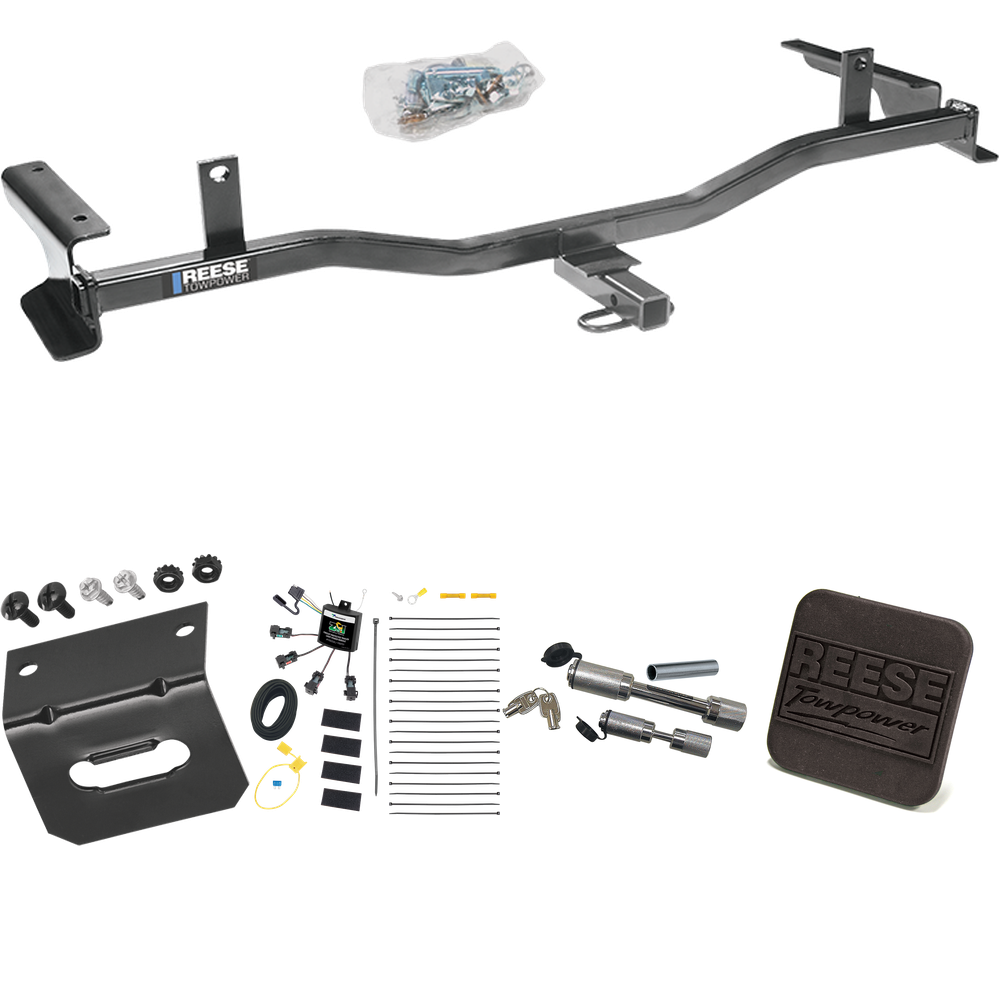 Fits 2009-2013 Mazda 6 Trailer Hitch Tow PKG w/ 4-Flat Zero Contact "No Splice" Wiring Harness + Hitch Cover + Dual Hitch & Coupler Locks (For Sedan Models) By Reese Towpower