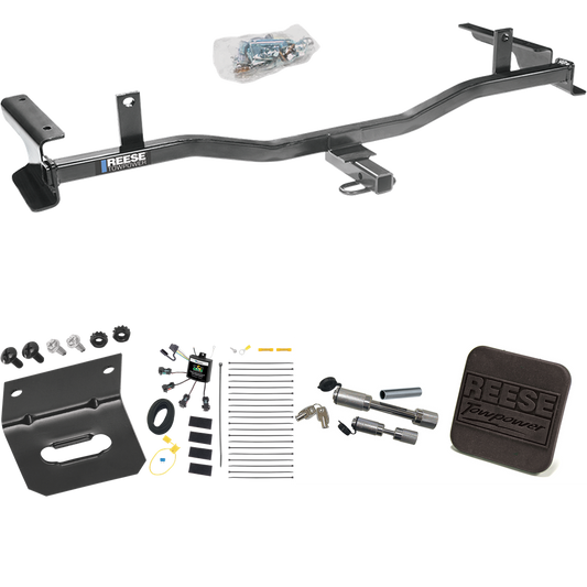 Fits 2009-2013 Mazda 6 Trailer Hitch Tow PKG w/ 4-Flat Zero Contact "No Splice" Wiring Harness + Hitch Cover + Dual Hitch & Coupler Locks (For Sedan Models) By Reese Towpower