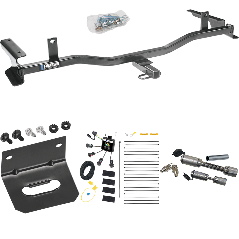 Fits 2009-2013 Mazda 6 Trailer Hitch Tow PKG w/ 4-Flat Zero Contact "No Splice" Wiring Harness + Wiring Bracket + Dual Hitch & Coupler Locks (For Sedan Models) By Reese Towpower