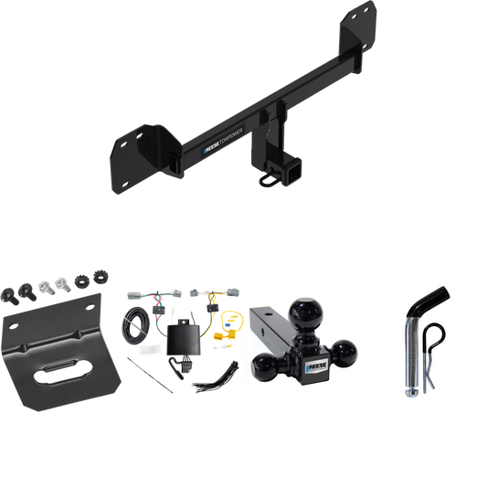 Fits 2019-2023 Volvo XC40 Trailer Hitch Tow PKG w/ 4-Flat Wiring Harness + Triple Ball Ball Mount 1-7/8" & 2" & 2-5/16" Trailer Balls + Pin/Clip + Wiring Bracket By Reese Towpower