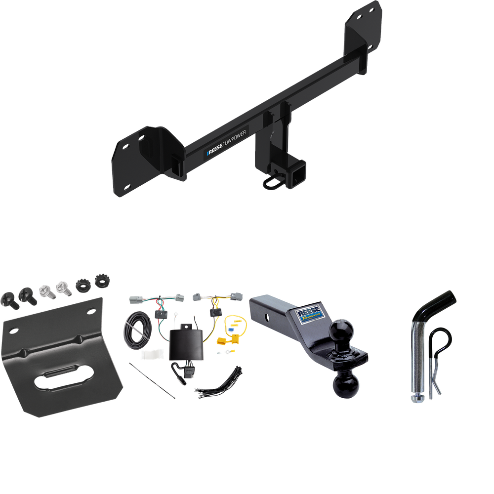 Fits 2019-2023 Volvo XC40 Trailer Hitch Tow PKG w/ 4-Flat Wiring Harness + Dual Ball Ball Mount 1-7/8" & 2" Trailer Balls + Pin/Clip + Wiring Bracket By Reese Towpower