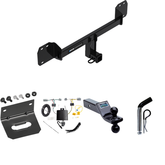 Se adapta al paquete de remolque de enganche de remolque Volvo XC40 2019-2023 con arnés de cableado de 4 planos + soporte de bola doble bolas de remolque de 1-7/8" y 2" + pasador/clip + soporte de cableado de Reese Towpower