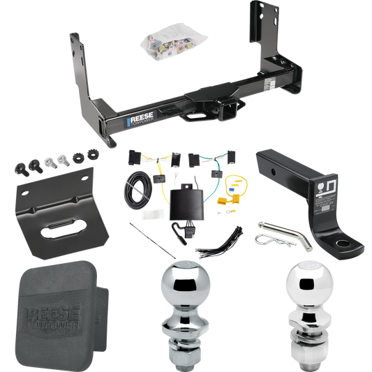 Fits 2019-2021 Mercedes-Benz Sprinter 3500 Trailer Hitch Tow PKG w/ 4-Flat Wiring + Ball Mount w/ 4" Drop + 2" Ball + 1-7/8" Ball + Wiring Bracket + Hitch Cover (Excludes: w/Factory Step Bumper Models) By Reese Towpower