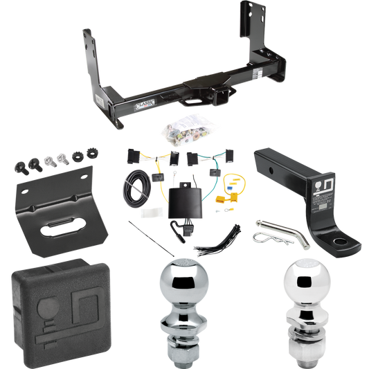 Fits 2019-2021 Freightliner Sprinter 3500 Trailer Hitch Tow PKG w/ 4-Flat Wiring + Ball Mount w/ 4" Drop + 2" Ball + 1-7/8" Ball + Wiring Bracket + Hitch Cover (Excludes: w/Factory Step Bumper Models) By Draw-Tite