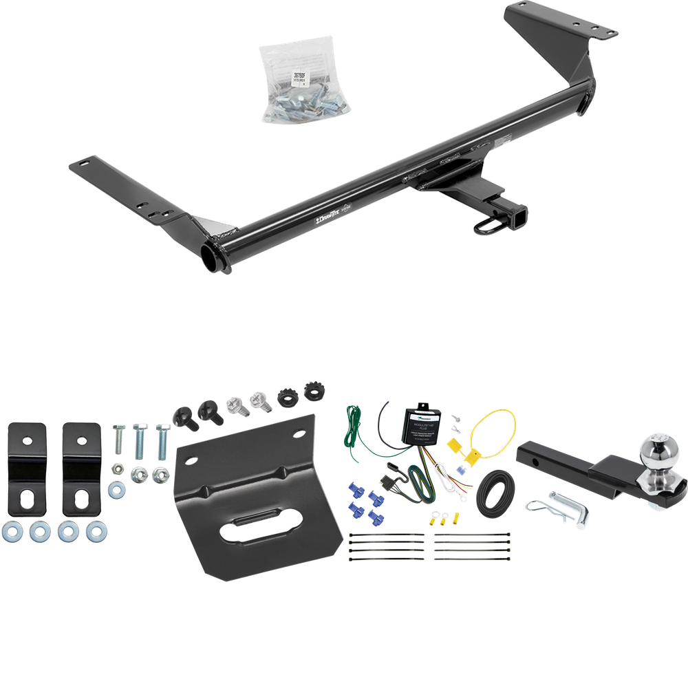 Fits 2017-2020 Chrysler Pacifica Hybrid Trailer Hitch Tow PKG w/ 4-Flat Wiring Harness + Interlock Starter Kit w/ 2" Ball 1-1/4" Drop 3/4" Rise + Wiring Bracket By Draw-Tite