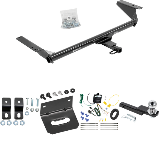 Fits 2017-2020 Chrysler Pacifica Hybrid Trailer Hitch Tow PKG w/ 4-Flat Wiring Harness + Interlock Starter Kit w/ 2" Ball 1-1/4" Drop 3/4" Rise + Wiring Bracket By Draw-Tite