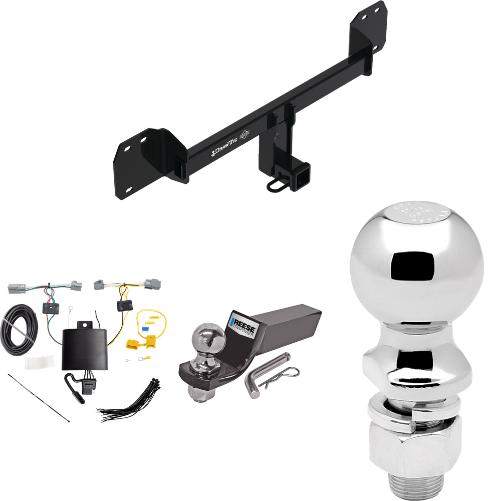 Fits 2019-2023 Volvo XC40 Trailer Hitch Tow PKG w/ 4-Flat Wiring + Starter Kit Ball Mount w/ 2" Drop & 2" Ball + 2-5/16" Ball By Draw-Tite