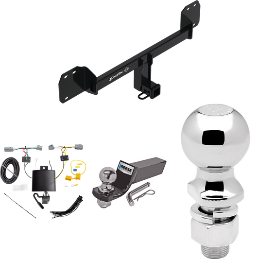 Se adapta al paquete de enganche de remolque Volvo XC40 2019-2023 con cableado plano de 4 + kit de montaje de bola de inicio con caída de 2" y bola de 2" + bola de 2-5/16" de Draw-Tite