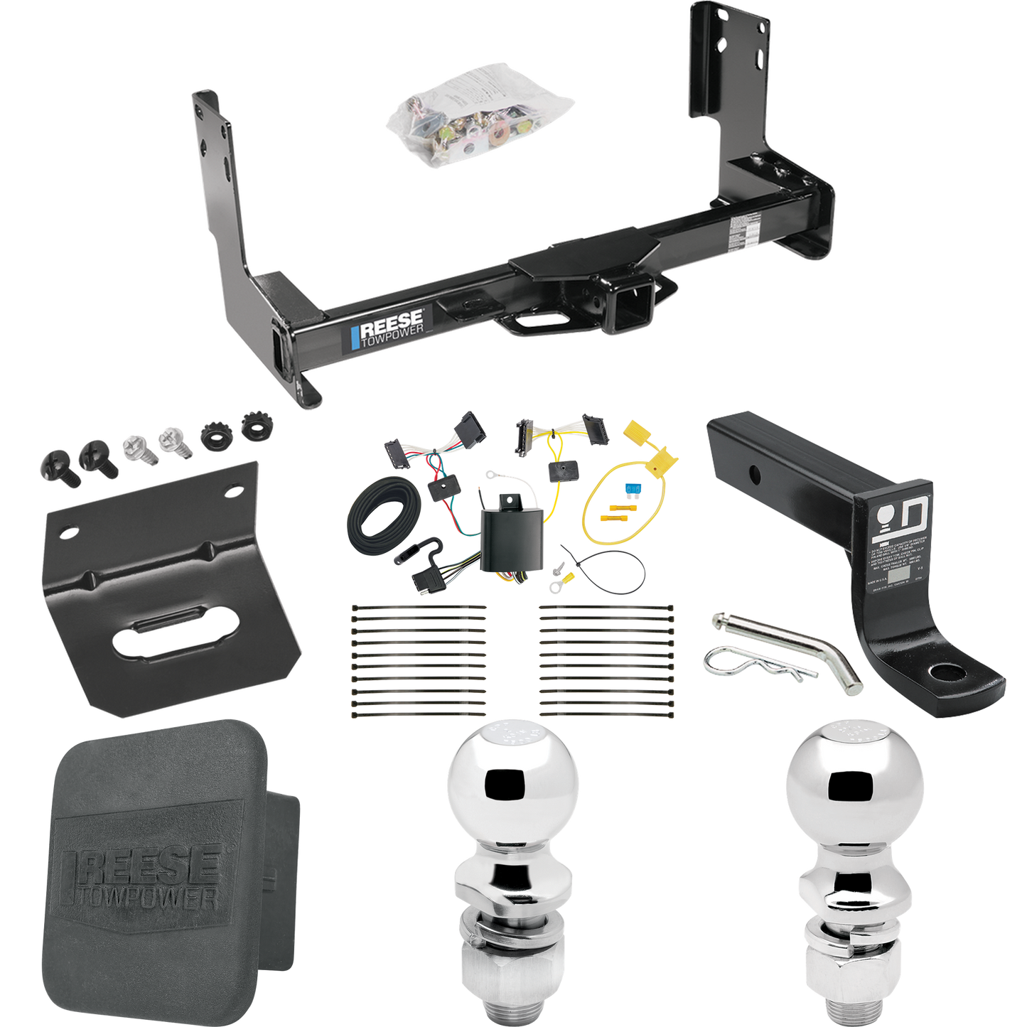 Fits 2014-2018 Mercedes-Benz Sprinter 2500 Trailer Hitch Tow PKG w/ 4-Flat Wiring + Ball Mount w/ 4" Drop + 2" Ball + 2-5/16" Ball + Wiring Bracket + Hitch Cover (Excludes: w/Factory Step Bumper Models) By Reese Towpower