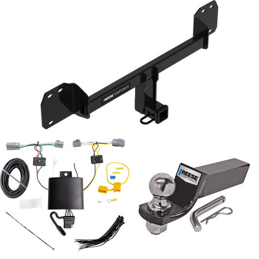 Se adapta al paquete de enganche de remolque Volvo XC40 2019-2023 con cableado plano de 4 + kit de montaje de bola de inicio con caída de 2" y bola de 2" de Reese Towpower