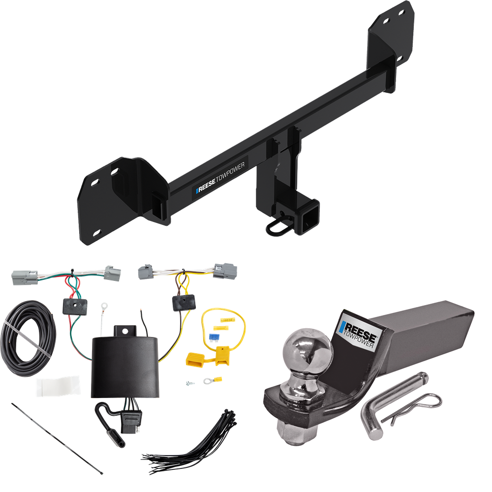 Fits 2019-2023 Volvo XC40 Trailer Hitch Tow PKG w/ 4-Flat Wiring + Starter Kit Ball Mount w/ 2" Drop & 2" Ball By Reese Towpower