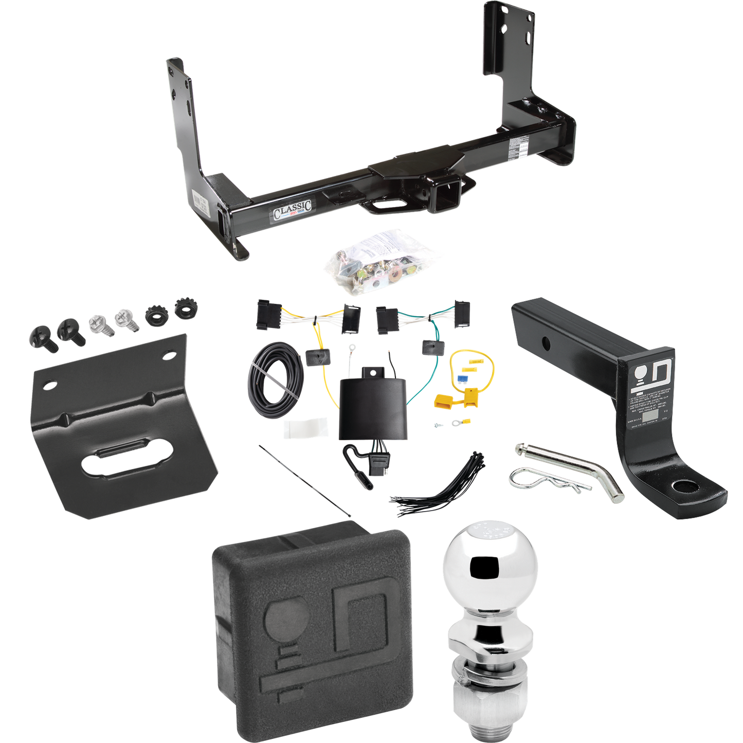 Fits 2019-2021 Freightliner Sprinter 3500 Trailer Hitch Tow PKG w/ 4-Flat Wiring + Ball Mount w/ 4" Drop + 2" Ball + Wiring Bracket + Hitch Cover (Excludes: w/Factory Step Bumper Models) By Draw-Tite