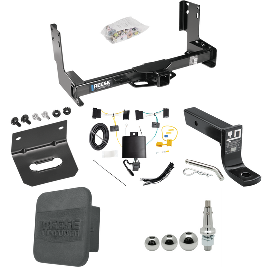 Fits 2019-2021 Freightliner Sprinter 2500 Trailer Hitch Tow PKG w/ 4-Flat Wiring + Ball Mount w/ 4" Drop + Interchangeable Ball 1-7/8" & 2" & 2-5/16" + Wiring Bracket + Hitch Cover (Excludes: w/Factory Step Bumper Models) By Reese Towpower