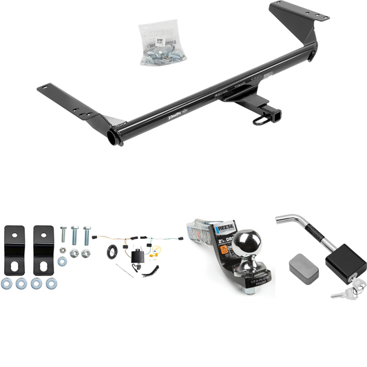 Fits 2017-2023 Chrysler Pacifica Hybrid Trailer Hitch Tow PKG w/ 4-Flat Wiring Harness + Interlock Starter Kit w/ 2" Ball 2-1/2" Drop 2" Rise + Hitch Lock By Draw-Tite