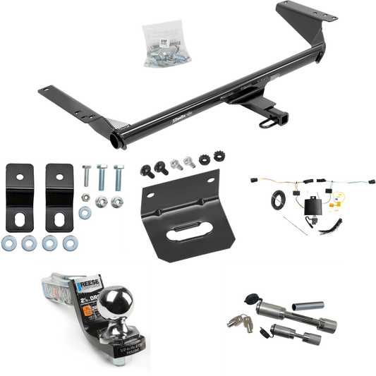 Fits 2017-2023 Chrysler Pacifica Hybrid Trailer Hitch Tow PKG w/ 4-Flat Wiring Harness + Interlock Starter Kit w/ 2" Ball 2-1/2" Drop 2" Rise + Wiring Bracket + Dual Hitch & Coupler Locks By Draw-Tite