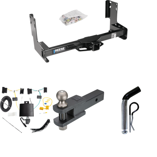 Fits 2019-2021 Mercedes-Benz Sprinter 3500 Trailer Hitch Tow PKG w/ 4-Flat Wiring + Clevis Hitch Ball Mount w/ 2" Ball + Pin/Clip (Excludes: w/Factory Step Bumper Models) By Reese Towpower