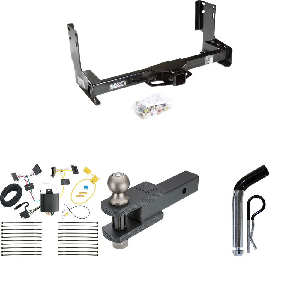 Fits 2014-2018 Mercedes-Benz Sprinter Trailer Hitch Tow PKG w/ 4-Flat Wiring + Clevis Hitch Ball Mount w/ 2" Ball + Pin/Clip (Excludes: w/Factory Step Bumper Models) By Draw-Tite