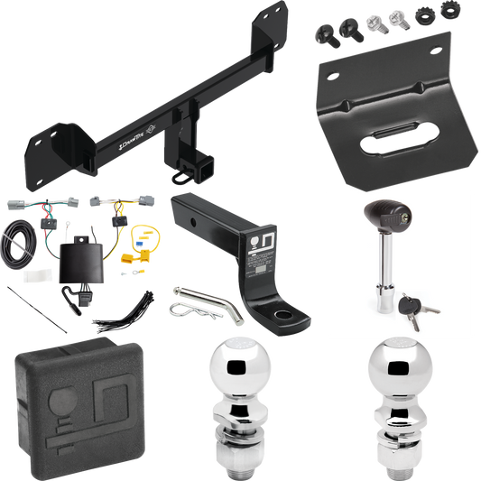 Fits 2019-2023 Volvo XC40 Trailer Hitch Tow PKG w/ 4-Flat Wiring + Ball Mount w/ 4" Drop + 2" Ball + 2-5/16" Ball + Wiring Bracket + Hitch Lock + Hitch Cover By Draw-Tite