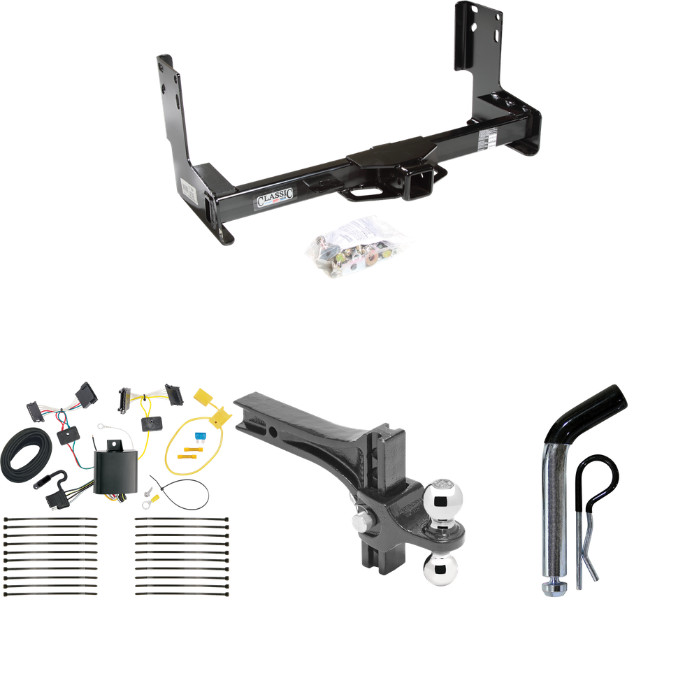 Fits 2014-2018 Freightliner Sprinter 3500 Trailer Hitch Tow PKG w/ 4-Flat Wiring + Dual Adjustable Drop Rise Ball Ball Mount 2" & 2-5/16" Trailer Balls + Pin/Clip (Excludes: w/Factory Step Bumper Models) By Draw-Tite