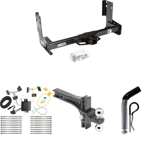 Fits 2014-2018 Freightliner Sprinter 3500 Trailer Hitch Tow PKG w/ 4-Flat Wiring + Dual Adjustable Drop Rise Ball Ball Mount 2" & 2-5/16" Trailer Balls + Pin/Clip (Excludes: w/Factory Step Bumper Models) By Draw-Tite