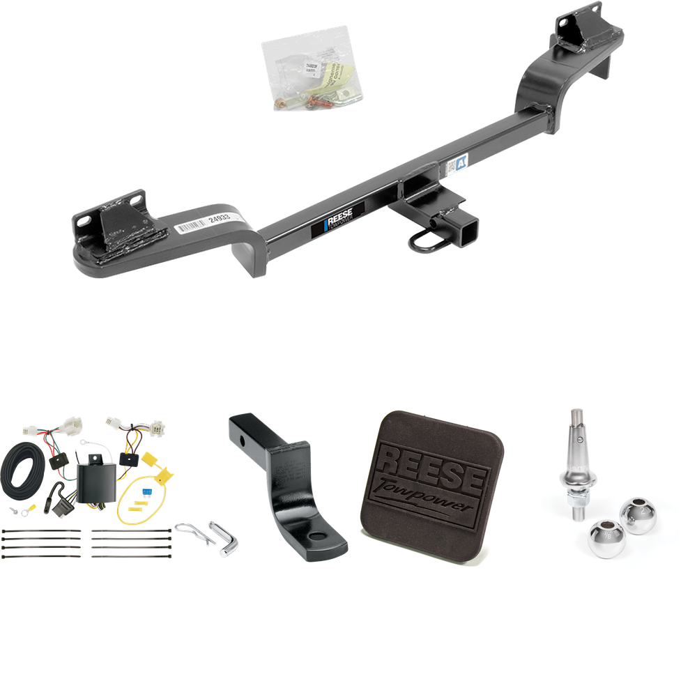 Se adapta al paquete de enganche de remolque Mazda CX-3 2016-2021 con arnés de cableado plano de 4 + barra de tracción + bolas intercambiables de 1-7/8" y 2" + cubierta de enganche de Reese Towpower