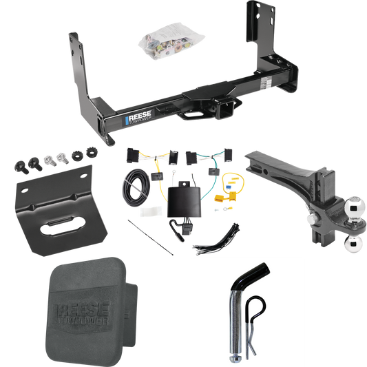 Fits 2019-2021 Freightliner Sprinter 3500 Trailer Hitch Tow PKG w/ 4-Flat Wiring + Dual Adjustable Drop Rise Ball Ball Mount 2" & 2-5/16" Trailer Balls + Pin/Clip + Wiring Bracket + Hitch Cover (Excludes: w/Factory Step Bumper Models) By Reese Towpow