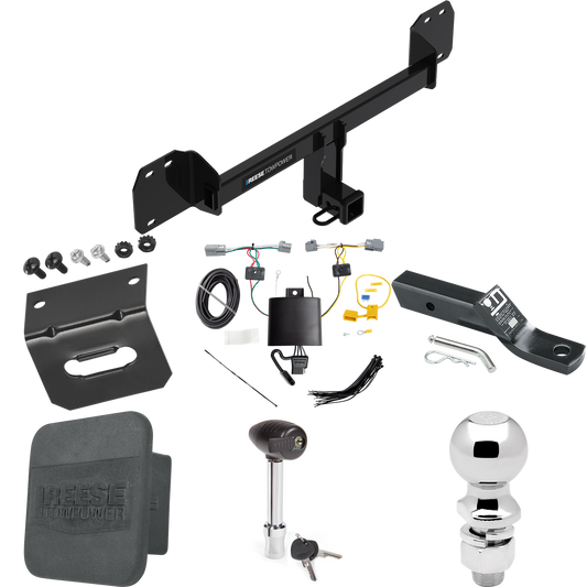 Se adapta al paquete de enganche de remolque Volvo XC40 2019-2023 con cableado de 4 planos + soporte de bola con caída de 2" + bola de 2-5/16" + soporte de cableado + bloqueo de enganche + cubierta de enganche de Reese Towpower