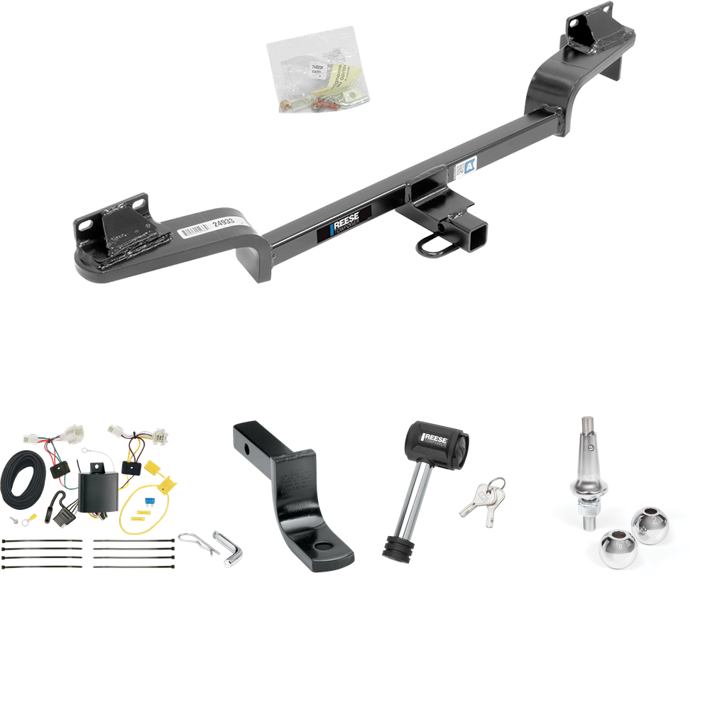 Fits 2016-2021 Mazda CX-3 Trailer Hitch Tow PKG w/ 4-Flat Wiring Harness + Draw-Bar + Interchangeable 1-7/8" & 2" Balls + Hitch Lock By Reese Towpower