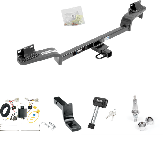 Fits 2016-2021 Mazda CX-3 Trailer Hitch Tow PKG w/ 4-Flat Wiring Harness + Draw-Bar + Interchangeable 1-7/8" & 2" Balls + Hitch Lock By Reese Towpower