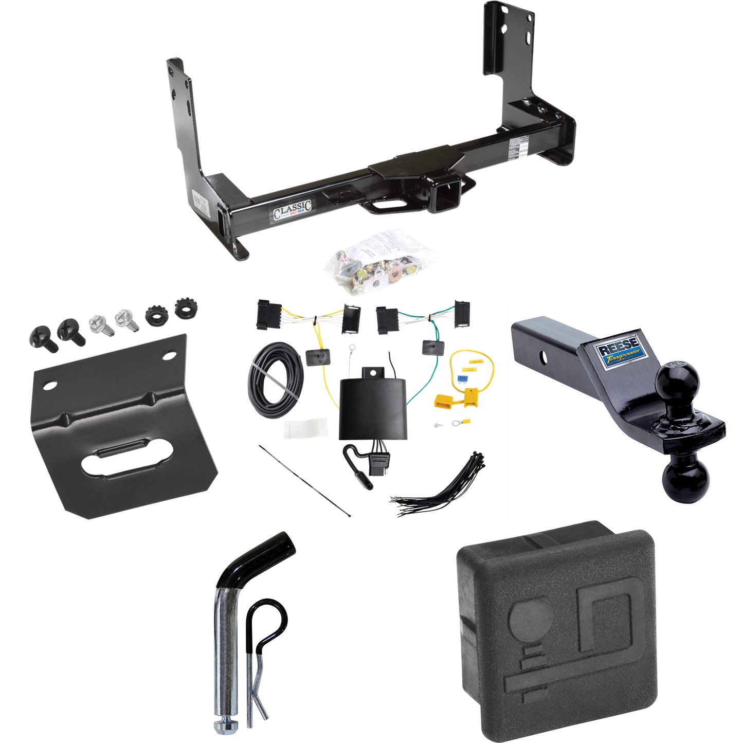 Fits 2019-2021 Mercedes-Benz Sprinter 3500 Trailer Hitch Tow PKG w/ 4-Flat Wiring + Dual Ball Ball Mount 1-7/8" & 2" Trailer Balls + Pin/Clip + Wiring Bracket + Hitch Cover (Excludes: w/Factory Step Bumper Models) By Draw-Tite