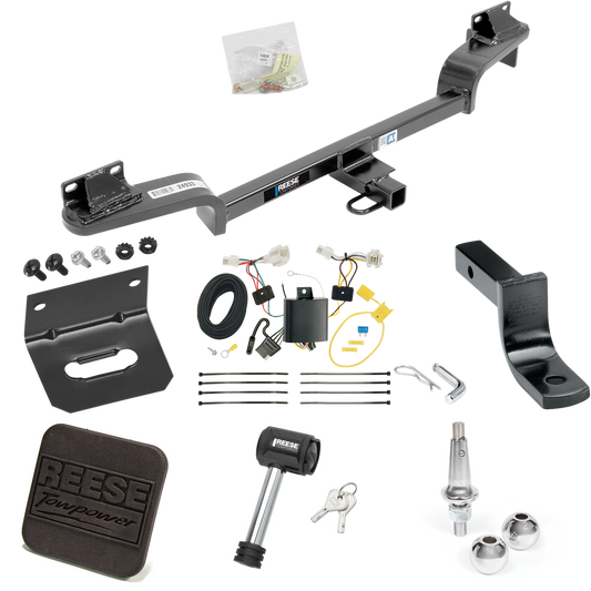 Fits 2016-2021 Mazda CX-3 Trailer Hitch Tow PKG w/ 4-Flat Wiring Harness + Draw-Bar + Interchangeable 1-7/8" & 2" Balls + Wiring Bracket + Hitch Cover + Hitch Lock By Reese Towpower